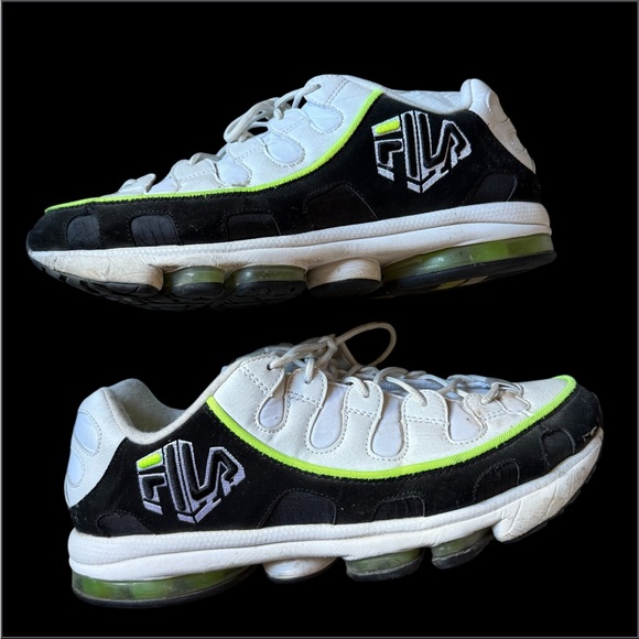 Fila White and Black Sneakers with Neon Highlights - Picture 2 of 11